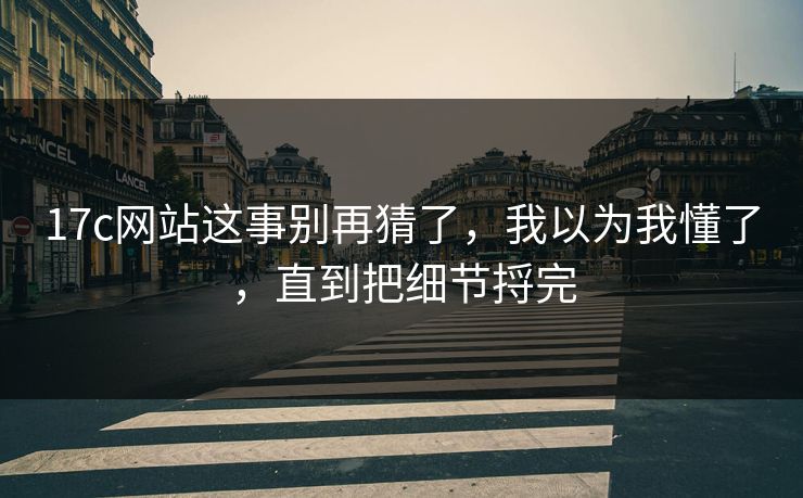 17c网站这事别再猜了，我以为我懂了，直到把细节捋完