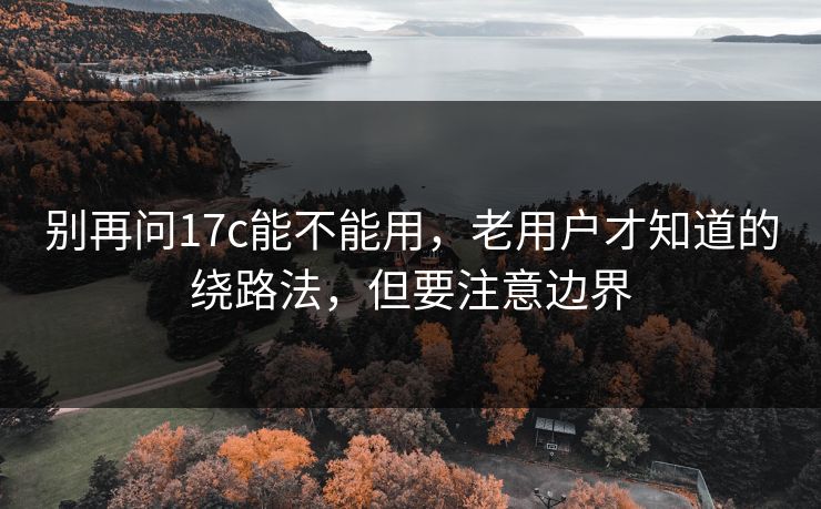 别再问17c能不能用，老用户才知道的绕路法，但要注意边界