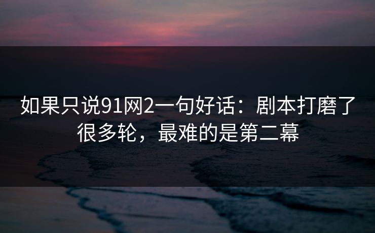 如果只说91网2一句好话：剧本打磨了很多轮，最难的是第二幕