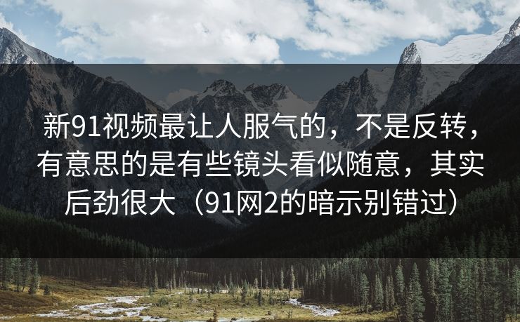 新91视频最让人服气的，不是反转，有意思的是有些镜头看似随意，其实后劲很大（91网2的暗示别错过）