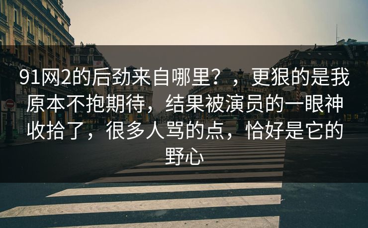 91网2的后劲来自哪里？，更狠的是我原本不抱期待，结果被演员的一眼神收拾了，很多人骂的点，恰好是它的野心