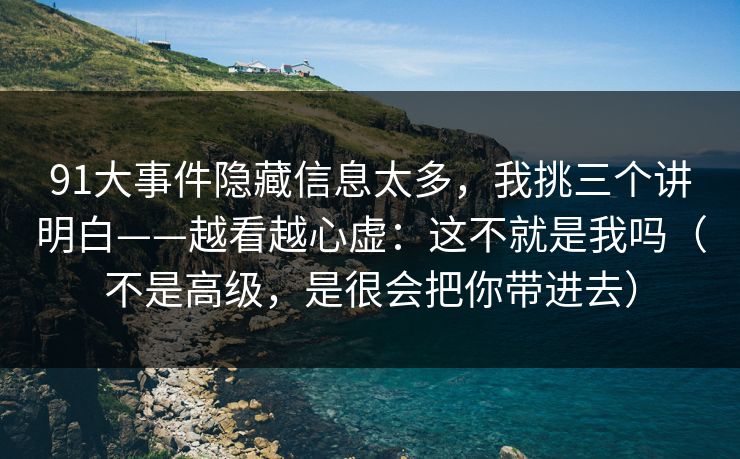 91大事件隐藏信息太多，我挑三个讲明白——越看越心虚：这不就是我吗（不是高级，是很会把你带进去）