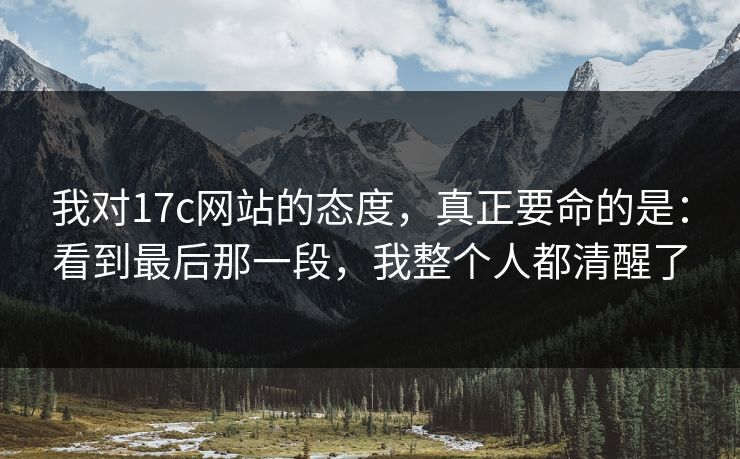 我对17c网站的态度,真正要命的是:看到最后那一段,我整个人都清醒了 我对17c网站的态度,真正要命的是:看到最后那一段,我整个人都清醒了